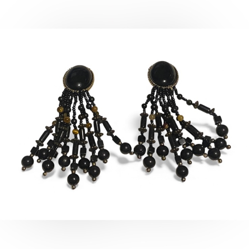 Vintage Costume Dangling Bead Clip on Earrings #5055